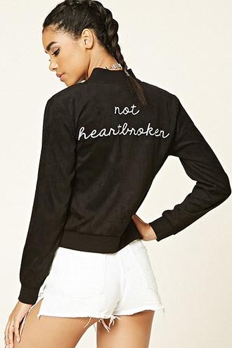 Forever21 Women's  Not Heartbroken Bomber Jacket