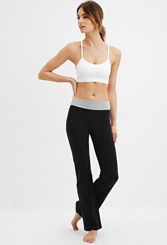 Forever21 Women's  Colorblocked Fold-over Flared Pants