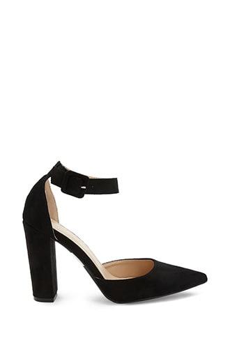 Forever21 Faux Suede Pointed Ankle-strap Heels