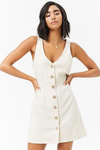 Forever21 Sleeveless Button-front Linen Dress