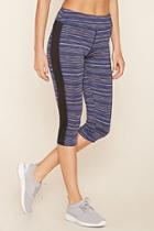 Forever21 Women's  Black & Navy Active Striped Capri Leggings