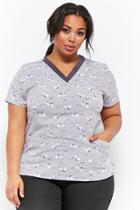 Forever21 Plus Size Zebra Patch Pocket Scrub Top