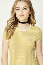 Forever21 Peachy Patch Stripe Ringer Tee