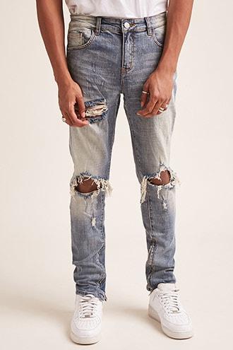 Forever21 Crysp Denim Distressed Jeans