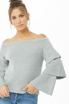 Forever21 Off-the-shoulder Tiered-sleeve Sweater