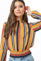 Forever21 Striped Smocked-hem Top
