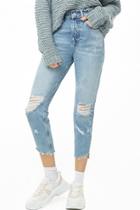 Forever21 Distressed Cropped Mom Jeans