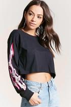 Forever21 Cropped Metallic Flame Tee