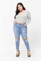 Forever21 Plus Size Distressed Cuffed Jeans
