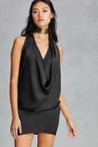 Forever21 Women's  Black Satin Drapey Halter Dress