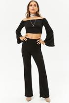 Forever21 Bell-sleeve Crop Top & Flared Pants Set