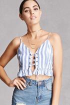 Forever21 Twelve Striped Lace-up Crop Top