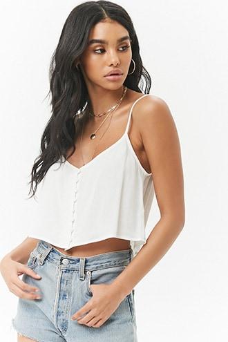 Forever21 Crepe Button-front Cropped Cami