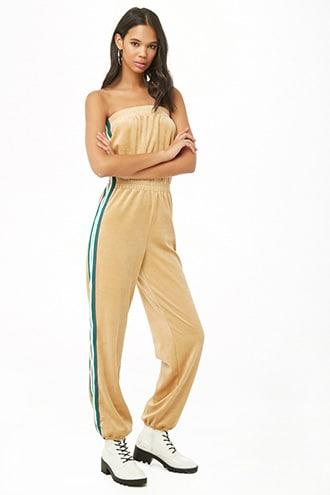 Forever21 Side-striped Strapless Jumpsuit