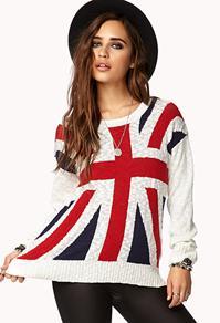 Forever21 Slub Knit Union Jack Sweater