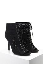Forever21 Women's  Black Caged Lace-up Stilettos