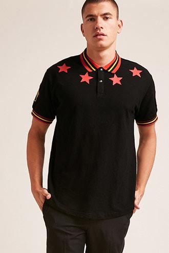 Forever21 Reason Star Patch Polo Shirt