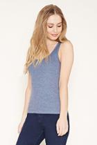 Forever21 Plus Women's  Heather Navy Ribbed Racerback Tank