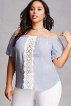 Forever21 Plus Size Lace Front Stripe Top