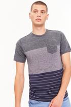 Forever21 Ocean Current Marled Striped-trim Colorblock Tee