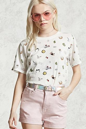 Forever21 Slub Knit Graphic Tee