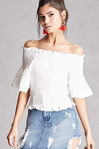 Forever21 Ruffled Smocked Crop Top