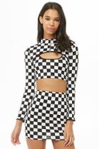Forever21 Checkered Crop Top & Mini Skirt Three-piece Set
