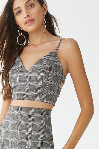 Forever21 Caged-back Glen Plaid Cropped Cami