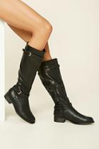 Forever21 Women's  Black Faux Leather Tall Boots