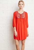 Forever21 Geo-embroidered Peasant Dress