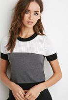 Forever21 Pointelle Knit Colorblocked Top