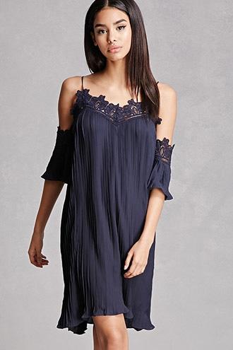 Forever21 Open-shoulder Accordion Dress