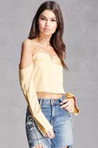Forever21 Satin Open-shoulder Crop Top