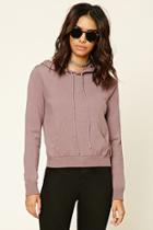 Forever21 Women's  Dusty Lavender Knit Drawstring Hoodie