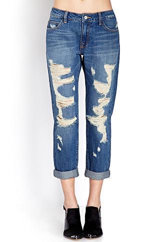 Forever21 Rustic Ripped Jeans Denim Washed 24
