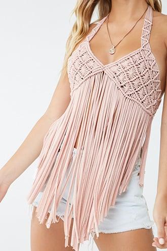 Forever21 Macrame Fringe Halter Top
