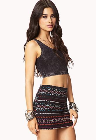 Forever21 Women's  Acid Wash Crop Top