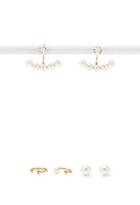 Forever21 Faux Pearl Earring Set (gold/cream)