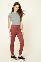 Forever21 Women's  Burgundy French Terry Knit Sweatpants
