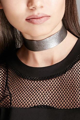 Forever21 Gunmetal Jj Winters Leather Choker