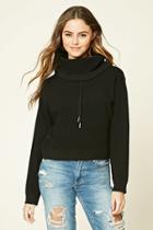 Forever21 Women's  Black Heathered Cowl Neck Sweater