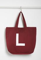 Forever21 Initial Graphic Oversized Tote (burgundy/cream)