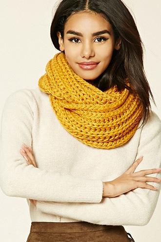 Forever21 Mustard Ribbed Knit Infinity Scarf