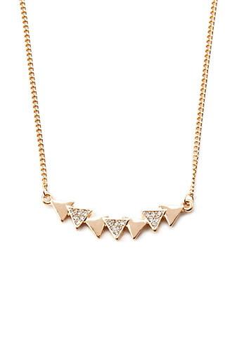 Forever21 Rhinestone Triangle Charm Necklace (gold/clear)