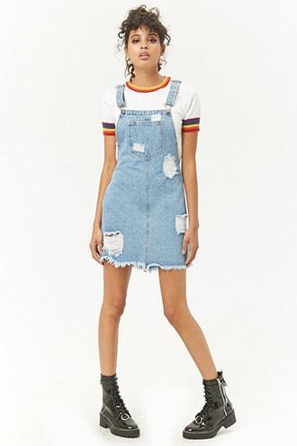 Forever21 Distressed Overall Dress