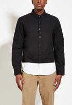 21 Men Men's  Black & White Colorblocked-hem Shirt