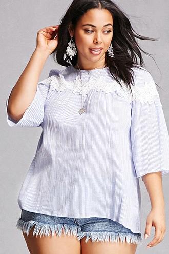 Forever21 Tassels N Lace Striped Top