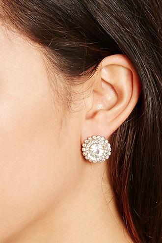 Forever21 Gold & Clear Rhinestone Studs