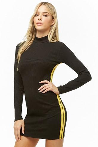 Forever21 Striped-trim Mock Neck Dress