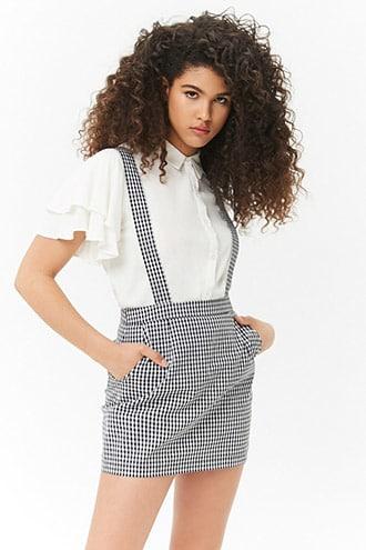 Forever21 Gingham Overall Skirt
